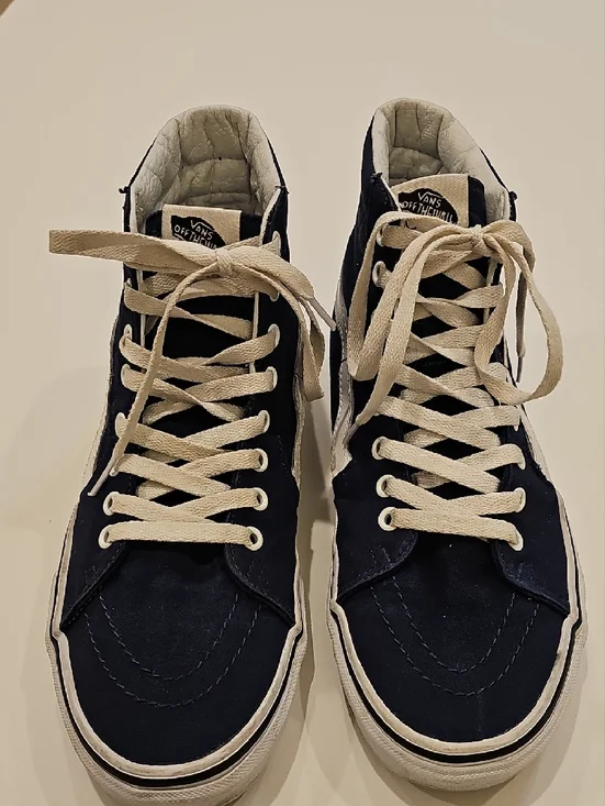 Vans SK8 High-Top Sneakers in Navy and White Men's Size 9 Women's Size 10.5 - Picture 2 of 11